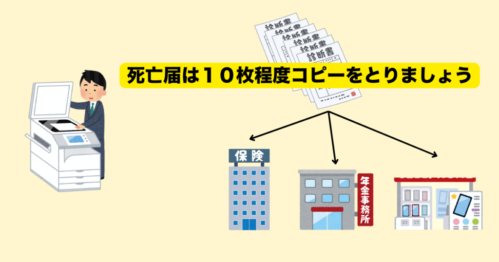 死亡診断書はコピーを１０枚以上は撮りましょう